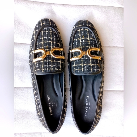 Kenneth Cole Shoes - NWOT Kenneth Cole Black Plaid and Gold Women's Loafers_10